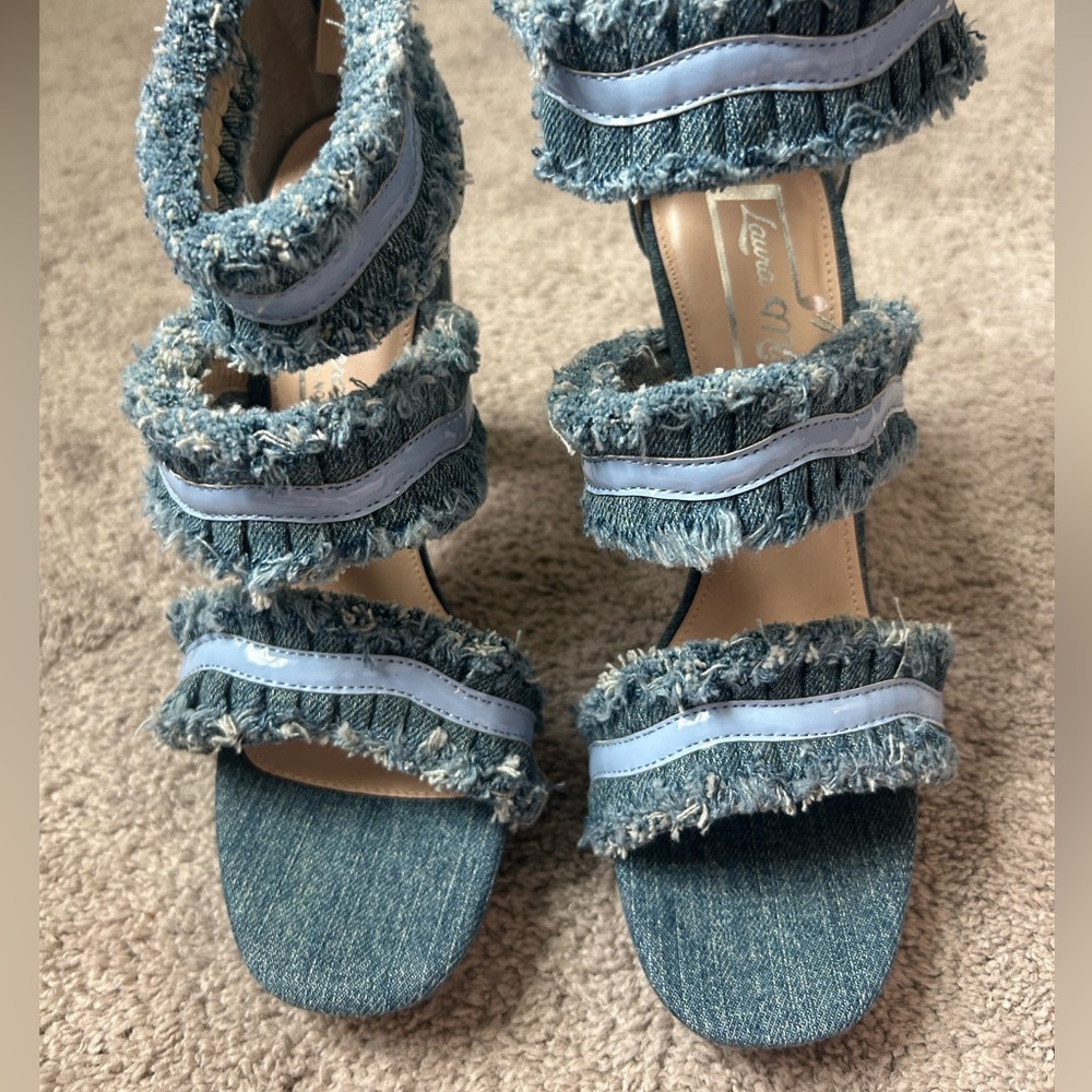 Women's Denim Strappy Sandals Laura Marano